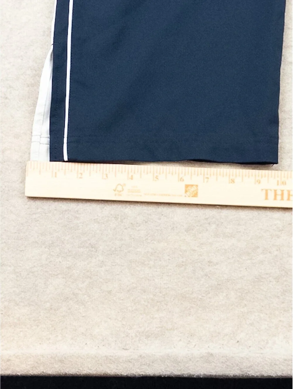 Nike Navy Blue Polyester Track Pants with White Side Stripes, Large